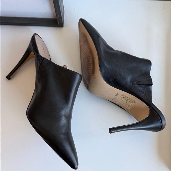 Aldo Black Leather Pointed Mules 9M - Picture 4 of 6
